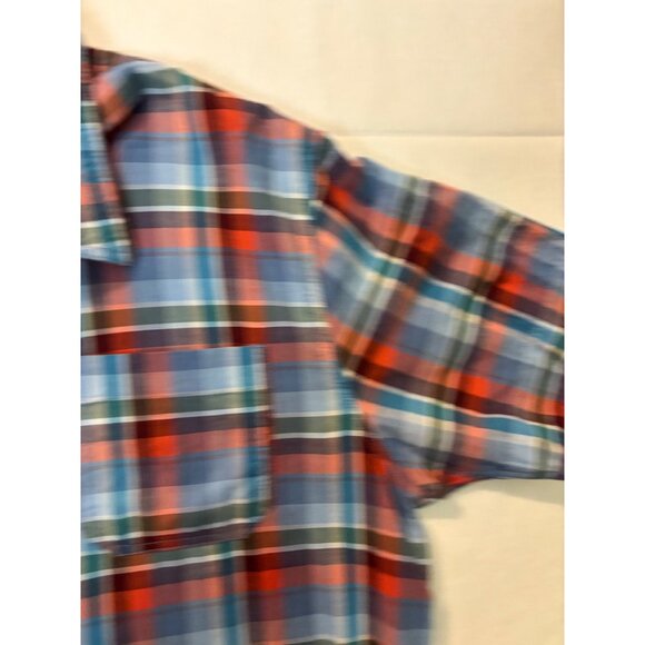 Mossimo Supply Co Mens Athletic Fit Plaid Button-Up Shirt Blue/Red Size L - Picture 8 of 13
